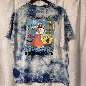 Nickelodeon Spongebob Squarepants Blue‎ Tie Dye T Shirt XL 90s Y2K Patrick EC